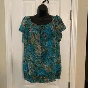 Fred David Teal multicolor Patterned Blouse